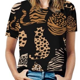 AILLOSA YH-392 Tamamı Baskılı Kısa Kollu Yuvarlak Yaka Kadın T-shirt