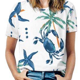AILLOSA YH-394 Tamamı Baskılı Kısa Kollu Yuvarlak Yaka Kadın T-shirt