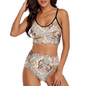 AILLOSA YH-395 Geniş Omuz Askılı Üçgen Bikini Üstü Alçak Bel İki Parça Kadın Bikini Seti