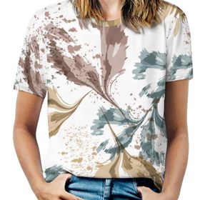 AILLOSA YH-396 Tamamı Baskılı Kısa Kollu Yuvarlak Yaka Kadın T-shirt