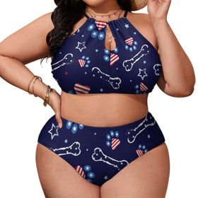 AILLOSA YH-397 Büyük Beden Geniş Askılı Orta Bel Büyük Beden Kadın Bikini Seti