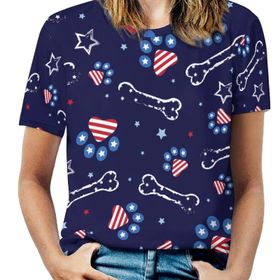AILLOSA YH-397 Tamamı Baskılı Kısa Kollu Yuvarlak Yaka Kadın T-shirt