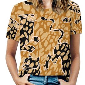 AILLOSA YH-399 Tamamı Baskılı Kısa Kollu Yuvarlak Yaka Kadın T-shirt