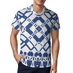 AILLOSA YH-40 3D Baskılı Desen Kısa Kollu Polo Yaka Erkek T-shirt