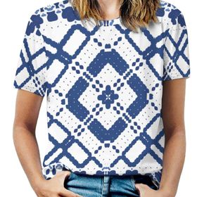 AILLOSA YH-40 Tamamı Baskılı Kısa Kollu Yuvarlak Yaka Kadın T-shirt