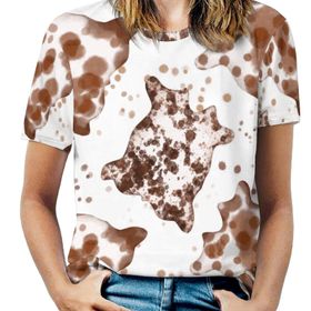 AILLOSA YH-400 Tamamı Baskılı Kısa Kollu Yuvarlak Yaka Kadın T-shirt
