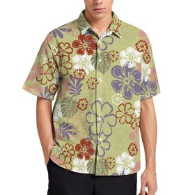 AILLOSA YH-403 Aloha Hawaii 3D Desen Kısa Kollu Erkek Gömlek