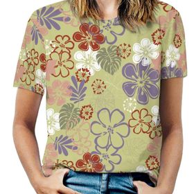 AILLOSA YH-403 Tamamı Baskılı Kısa Kollu Yuvarlak Yaka Kadın T-shirt