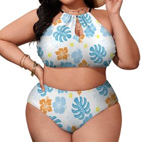 AILLOSA YH-404 Büyük Beden Geniş Askılı Orta Bel Büyük Beden Kadın Bikini Seti