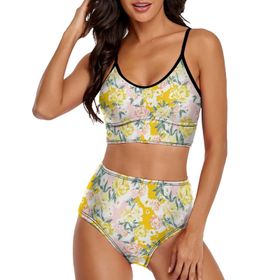AILLOSA YH-407 Geniş Omuz Askılı Üçgen Bikini Üstü Alçak Bel İki Parça Kadın Bikini Seti