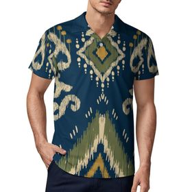 AILLOSA YH-41 3D Baskılı Desen Kısa Kollu Polo Yaka Erkek T-shirt