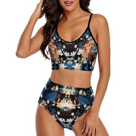 AILLOSA YH-410 Geniş Omuz Askılı Üçgen Bikini Üstü Alçak Bel İki Parça Kadın Bikini Seti