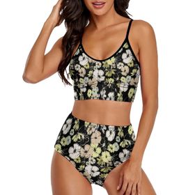 AILLOSA YH-415 Geniş Omuz Askılı Üçgen Bikini Üstü Alçak Bel İki Parça Kadın Bikini Seti