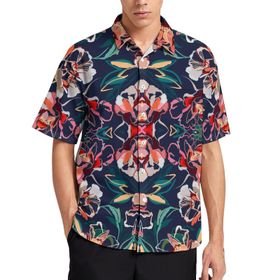 AILLOSA YH-416 Aloha Hawaii 3D Desen Kısa Kollu Erkek Gömlek
