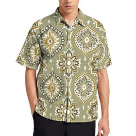 AILLOSA YH-42 Aloha Hawaii 3D Desen Kısa Kollu Erkek Gömlek