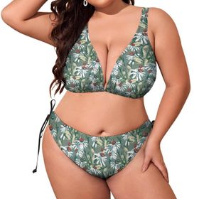 AILLOSA YH-420 Dolgulu İki Parça Boyundan Bağlı Büyük Beden Kadın Bikini Seti