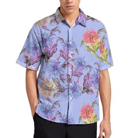 AILLOSA YH-421 Aloha Hawaii 3D Desen Kısa Kollu Erkek Gömlek