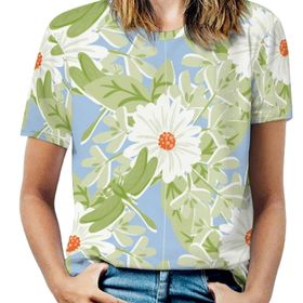 AILLOSA YH-428 Tamamı Baskılı Kısa Kollu Yuvarlak Yaka Kadın T-shirt