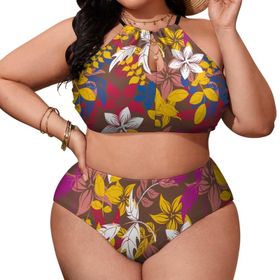 AILLOSA YH-429 Büyük Beden Geniş Askılı Orta Bel Büyük Beden Kadın Bikini Seti