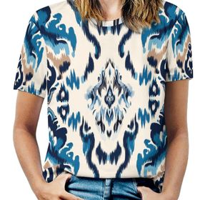 AILLOSA YH-43 Tamamı Baskılı Kısa Kollu Yuvarlak Yaka Kadın T-shirt