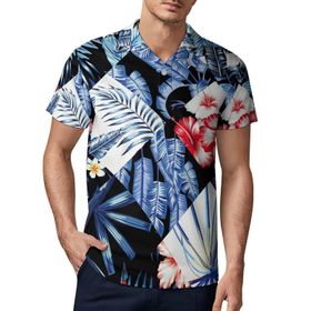 AILLOSA YH-430 3D Baskılı Desen Kısa Kollu Polo Yaka Erkek T-shirt
