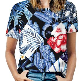 AILLOSA YH-430 Tamamı Baskılı Kısa Kollu Yuvarlak Yaka Kadın T-shirt