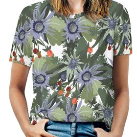 AILLOSA YH-431 Tamamı Baskılı Kısa Kollu Yuvarlak Yaka Kadın T-shirt