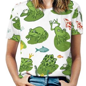 AILLOSA YH-432 Tamamı Baskılı Kısa Kollu Yuvarlak Yaka Kadın T-shirt