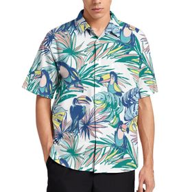AILLOSA YH-434 Aloha Hawaii 3D Desen Kısa Kollu Erkek Gömlek