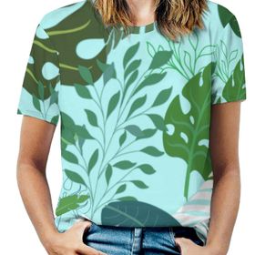 AILLOSA YH-435 Tamamı Baskılı Kısa Kollu Yuvarlak Yaka Kadın T-shirt