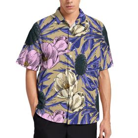 AILLOSA YH-436 Aloha Hawaii 3D Desen Kısa Kollu Erkek Gömlek