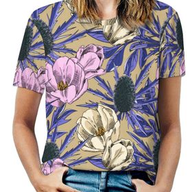AILLOSA YH-436 Tamamı Baskılı Kısa Kollu Yuvarlak Yaka Kadın T-shirt
