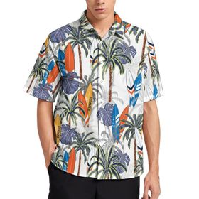 AILLOSA YH-437 Aloha Hawaii 3D Desen Kısa Kollu Erkek Gömlek