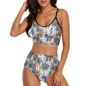 AILLOSA YH-437 Geniş Omuz Askılı Üçgen Bikini Üstü Alçak Bel İki Parça Kadın Bikini Seti