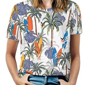 AILLOSA YH-437 Tamamı Baskılı Kısa Kollu Yuvarlak Yaka Kadın T-shirt