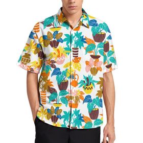 AILLOSA YH-438 Aloha Hawaii 3D Desen Kısa Kollu Erkek Gömlek