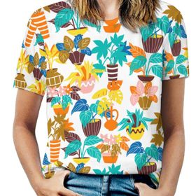 AILLOSA YH-438 Tamamı Baskılı Kısa Kollu Yuvarlak Yaka Kadın T-shirt