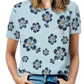 AILLOSA YH-439 Tamamı Baskılı Kısa Kollu Yuvarlak Yaka Kadın T-shirt