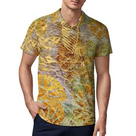 AILLOSA YH-44 3D Baskılı Desen Kısa Kollu Polo Yaka Erkek T-shirt