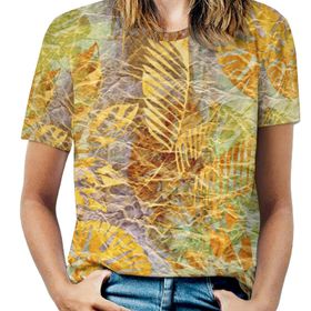 AILLOSA YH-44 Tamamı Baskılı Kısa Kollu Yuvarlak Yaka Kadın T-shirt