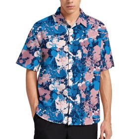 AILLOSA YH-441 Aloha Hawaii 3D Desen Kısa Kollu Erkek Gömlek
