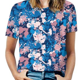 AILLOSA YH-441 Tamamı Baskılı Kısa Kollu Yuvarlak Yaka Kadın T-shirt