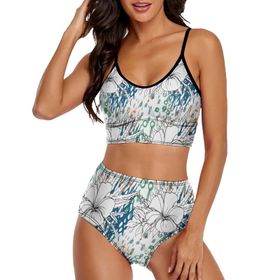 AILLOSA YH-443 Geniş Omuz Askılı Üçgen Bikini Üstü Alçak Bel İki Parça Kadın Bikini Seti
