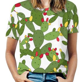 AILLOSA YH-445 Tamamı Baskılı Kısa Kollu Yuvarlak Yaka Kadın T-shirt
