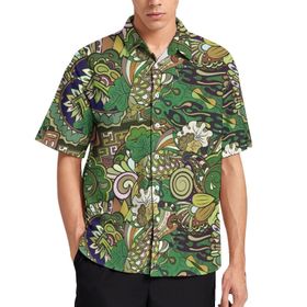 AILLOSA YH-446 Aloha Hawaii 3D Desen Kısa Kollu Erkek Gömlek