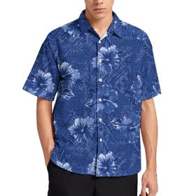 AILLOSA YH-449 Aloha Hawaii 3D Desen Kısa Kollu Erkek Gömlek