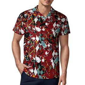 AILLOSA YH-45 3D Baskılı Desen Kısa Kollu Polo Yaka Erkek T-shirt