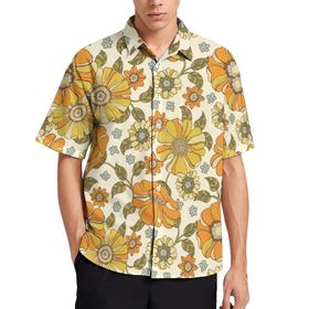 AILLOSA YH-450 Aloha Hawaii 3D Desen Kısa Kollu Erkek Gömlek