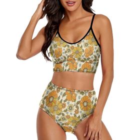 AILLOSA YH-450 Geniş Omuz Askılı Üçgen Bikini Üstü Alçak Bel İki Parça Kadın Bikini Seti