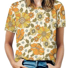 AILLOSA YH-450 Tamamı Baskılı Kısa Kollu Yuvarlak Yaka Kadın T-shirt